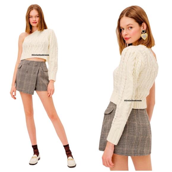 #T13  For Love & Lemons Quinn One Shoulder Sweater Ivory SZ L  $142 - Picture 3 of 15